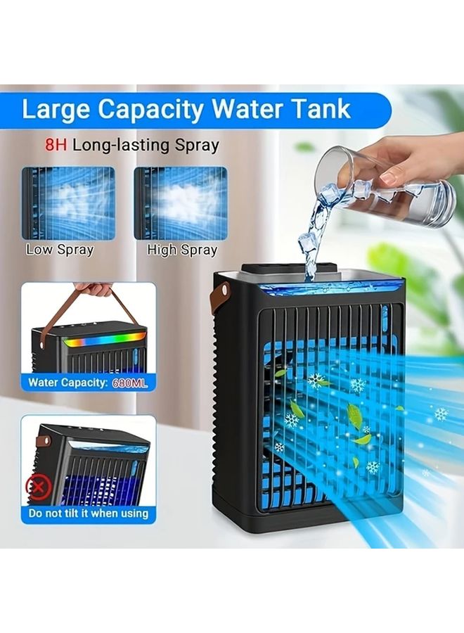 Portable Air Conditioner 5 In 1 Mini Fan Evaporative Cooler Humidifier 3 Speed Black - Image 5